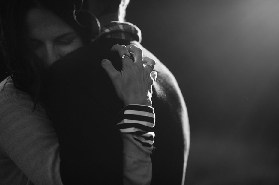 Black and White Couple Embrace